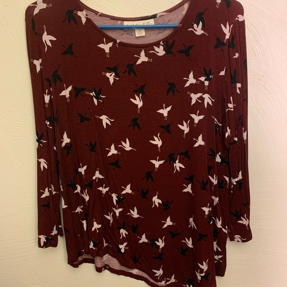 Brown and White 3/4 Sleeve Relaxed Tunic